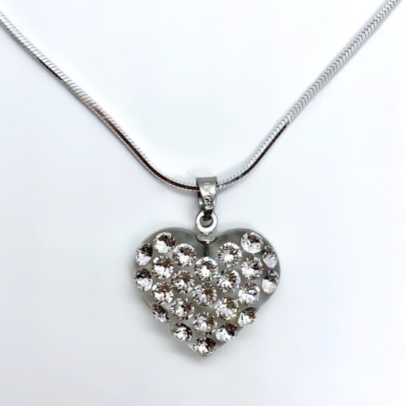 Acrylic Crystal Heart Necklace Embellished With Genuine “Crystal Stone Elements” - Picture 1 of 12